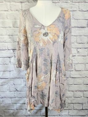 Free People Stone Combo Lavender Floral Mini Dress Size 2